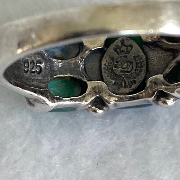 Premier Designs Sterling Silver 925 Simulated Turquoise Sodalite Band Ring 6.5 - Picture 8 of 16